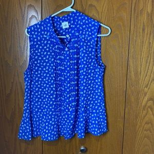 Cabi sleeveless blouse floral medium blue